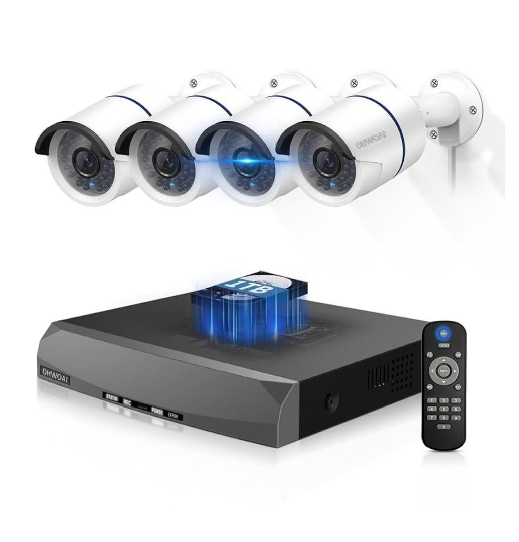 10095 OHWOAI POE防犯カメラセット 4台 有線防犯