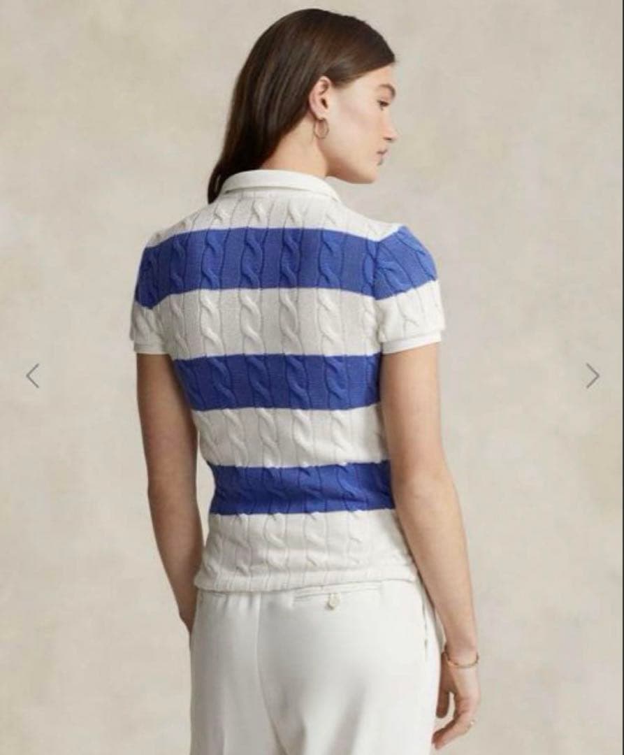 【最終値下げ】ポロラルフローレン　半袖ポロシャツ ケーブルニット ボーダー 刺繍