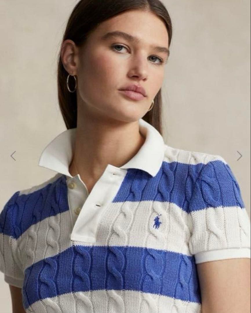 【最終値下げ】ポロラルフローレン　半袖ポロシャツ ケーブルニット ボーダー 刺繍