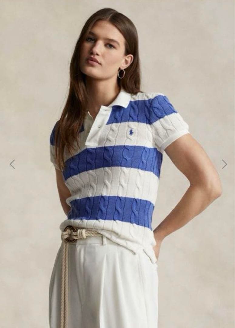 【最終値下げ】ポロラルフローレン　半袖ポロシャツ ケーブルニット ボーダー 刺繍