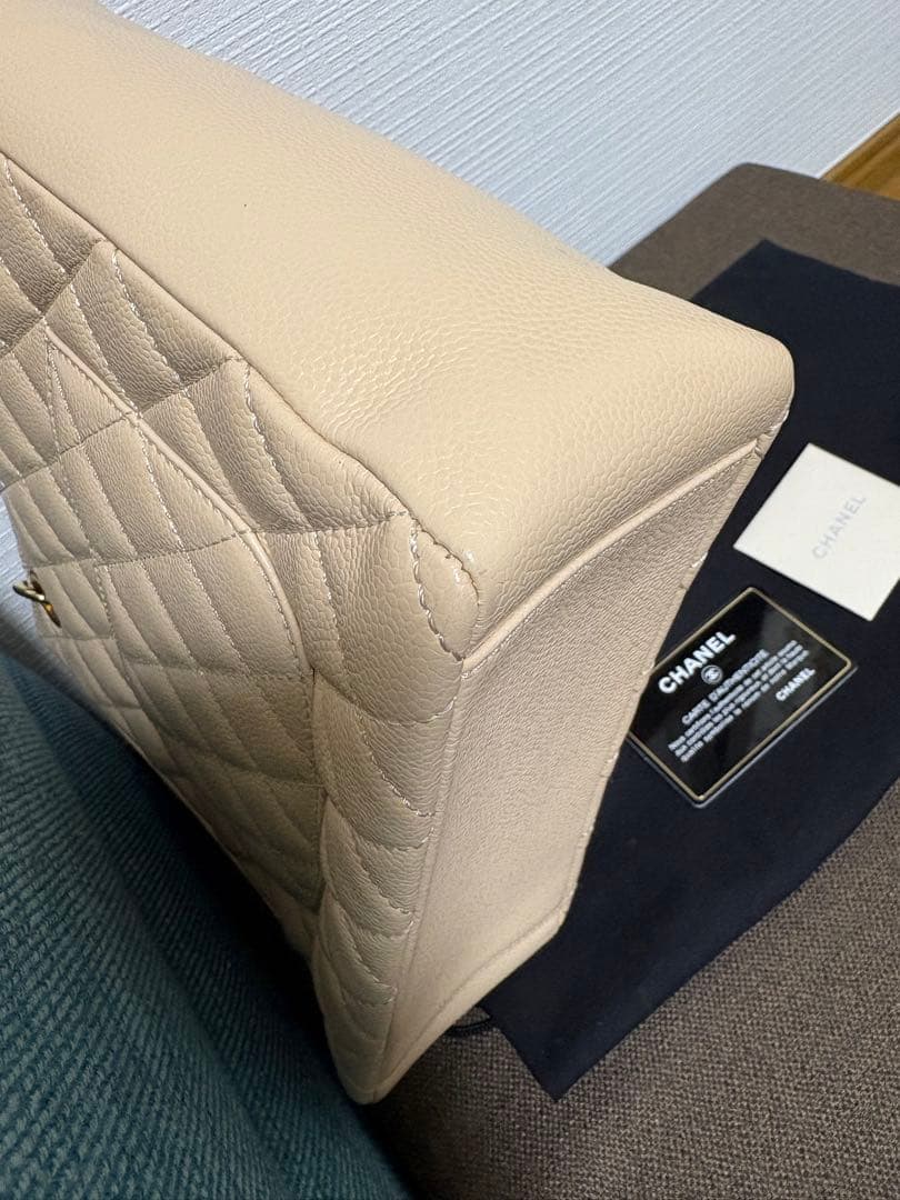 美品 シャネル マトラッセ チェーンショルダー キャビアスキン ベージュ