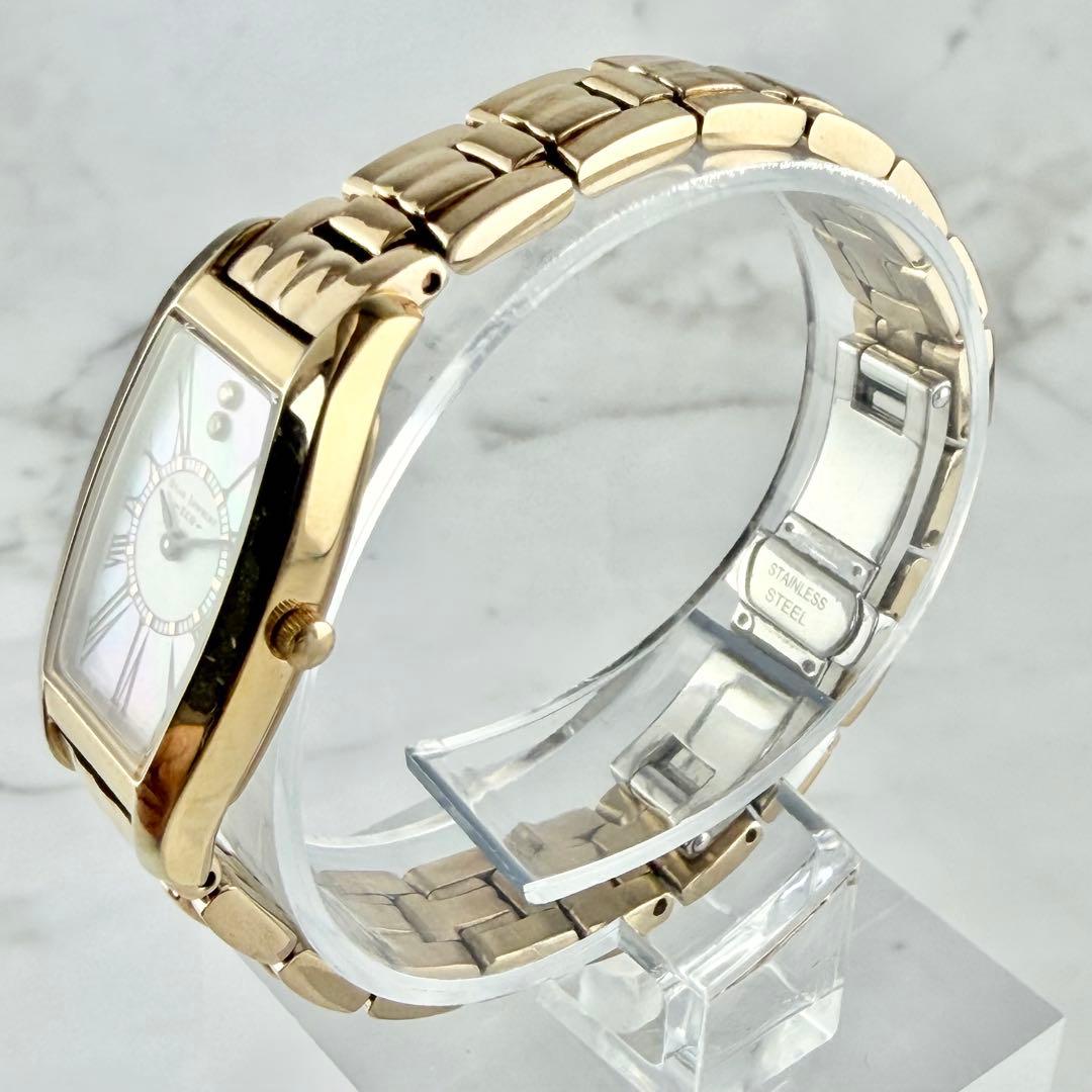 【稼働】 美品 スタージュエリー シェル文字盤 ゴールド 2Pダイヤ ソーラー