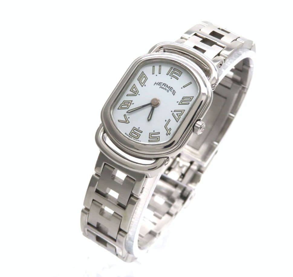 【ラリー】HERMES ’エルメス 時計’ RA1.210 ホワイト ☆極美品☆