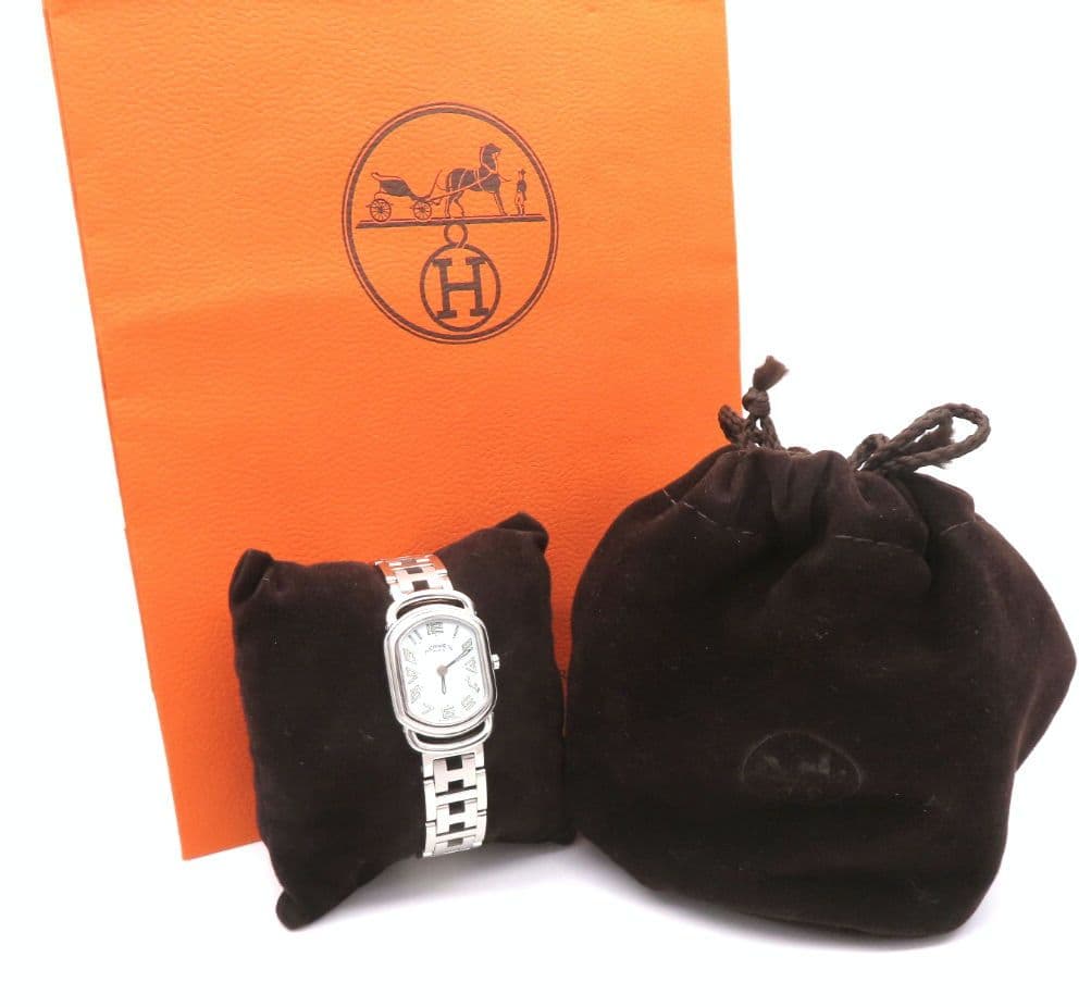 【ラリー】HERMES ’エルメス 時計’ RA1.210 ホワイト ☆極美品☆