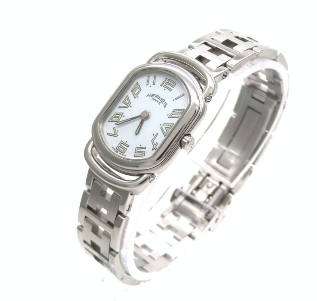 【ラリー】HERMES ’エルメス 時計’ RA1.210 ホワイト ☆極美品☆