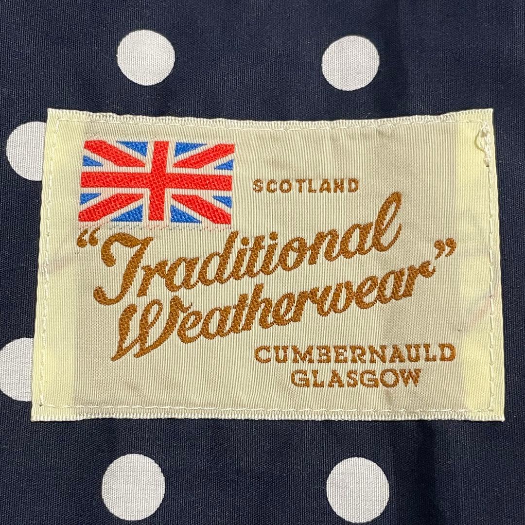 極美品♪トラディショナルウェザーウェア　パラソル バンブー 傘 ドット ネイビー