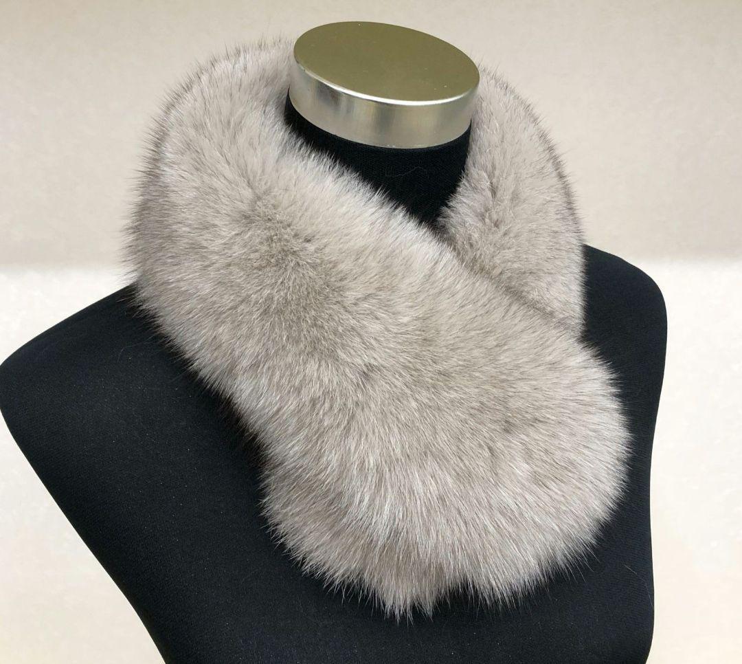 【新品 ファーマフラー】サガフォックス【グレージュ】