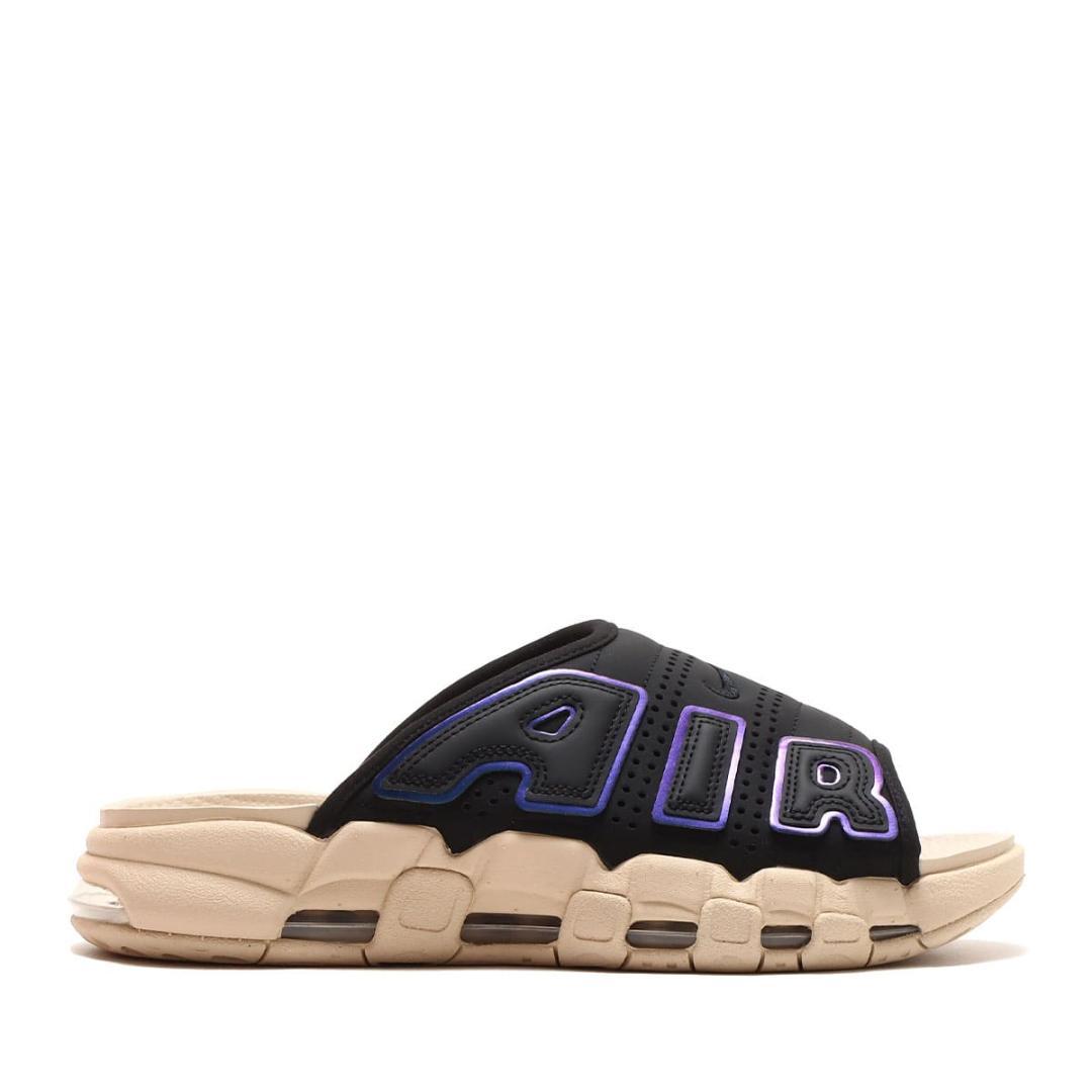 ほぼ未使用 ナイキ エアモアアップテンポ スライド ブラックアンドサンドドリフト