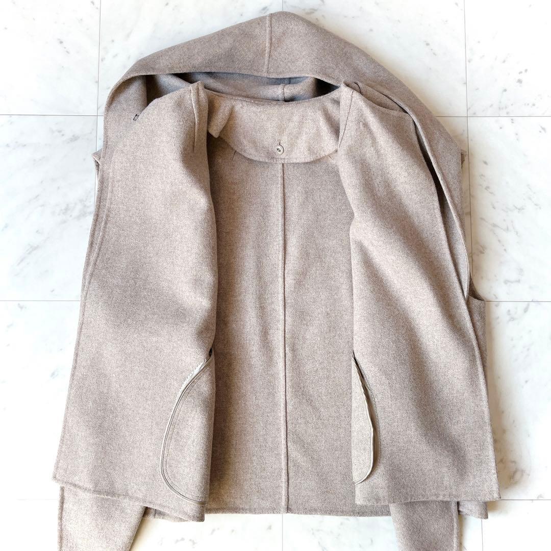 美品 ユナイテッドアローズ ベスト ジレ フード付き ノーカラー ベージュ F