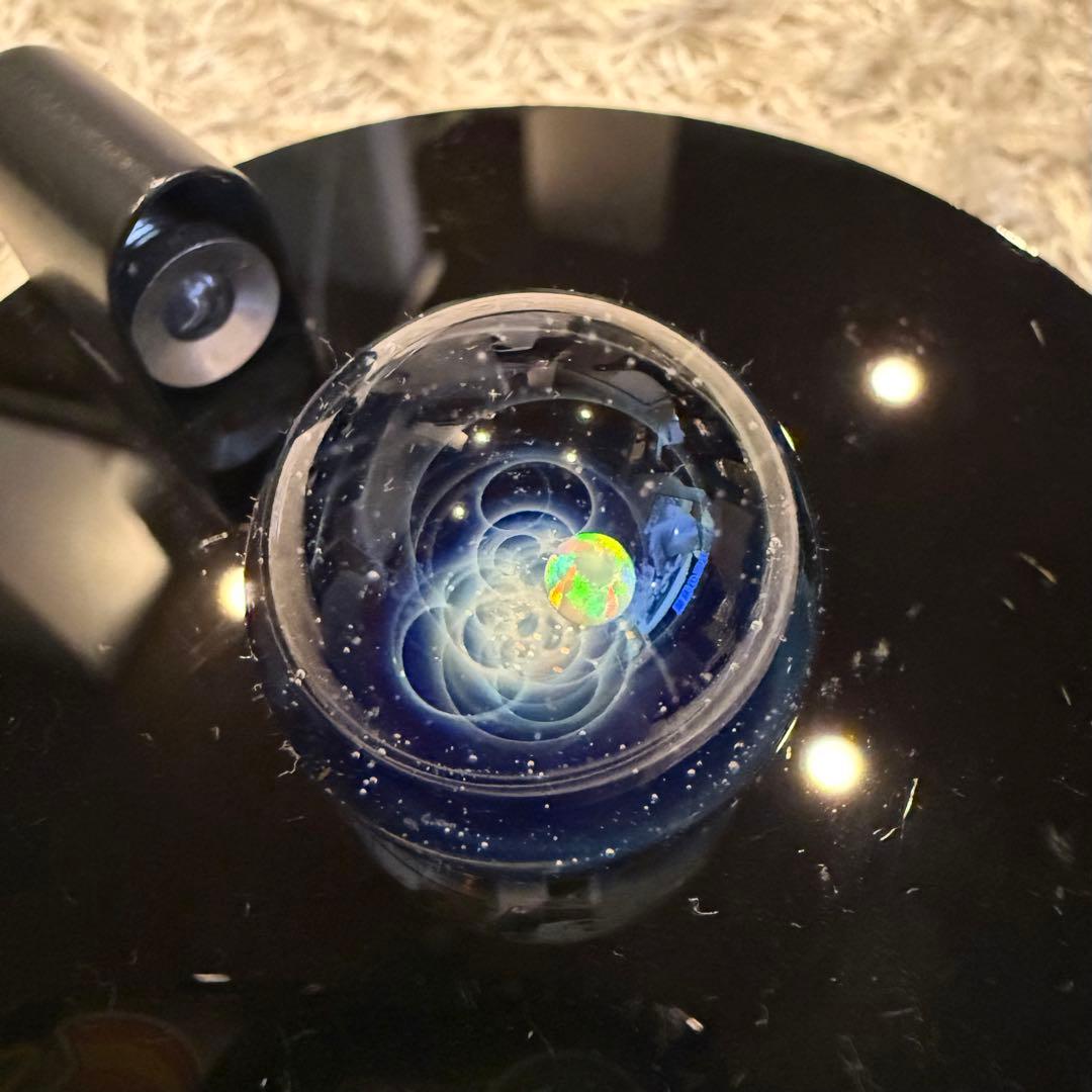 【正規品】+α 宇宙ガラス ミニマーブル ホワイトオパール LED展示台セット