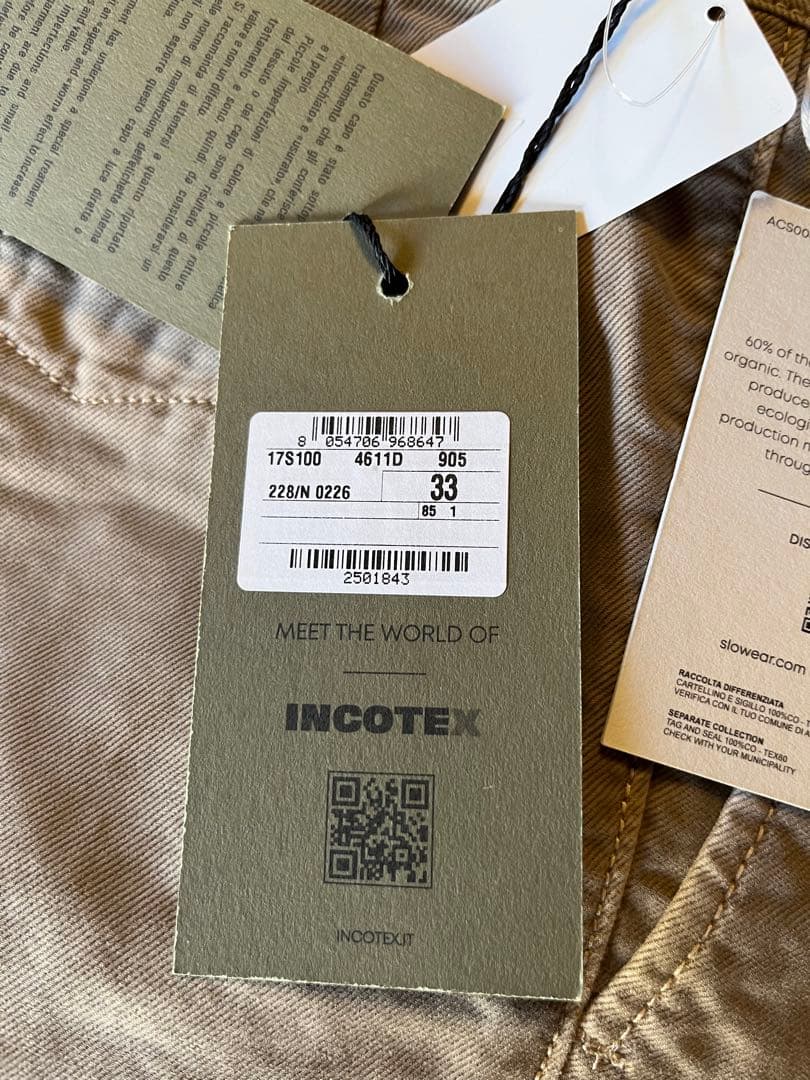 新品/INCOTEX SLACKS（インコテックス）33/SLIMストレッチチノ