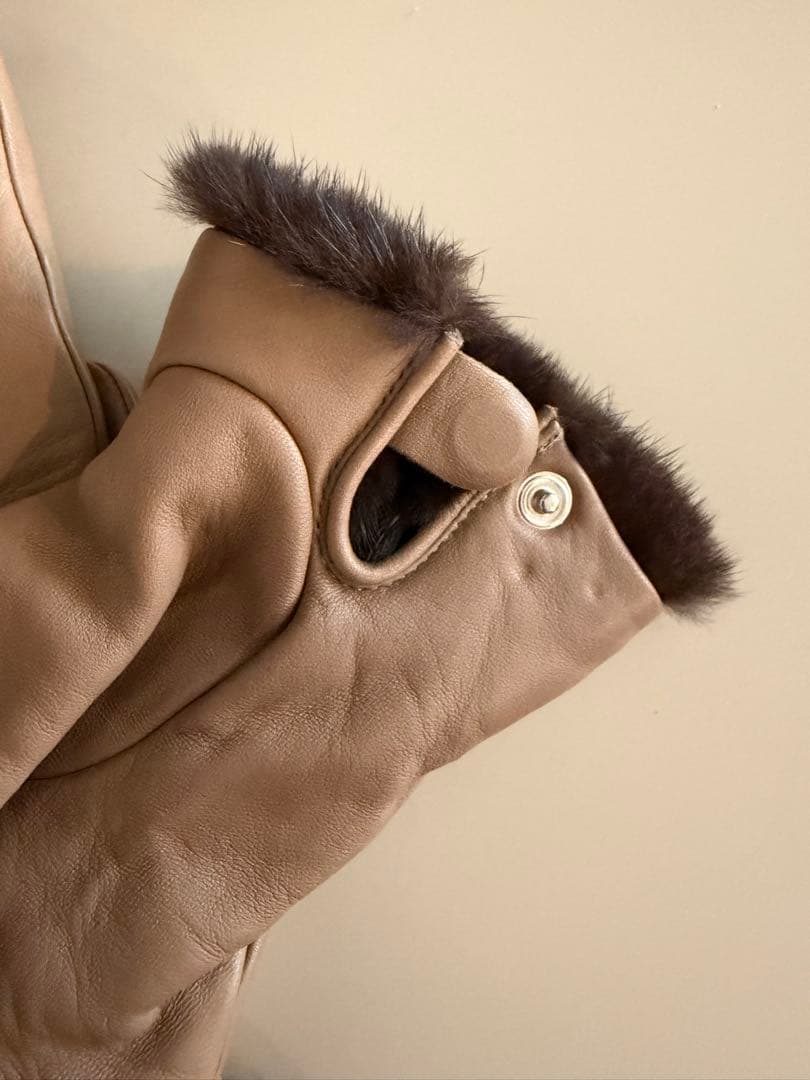 エルメス　ミンク革グローブ