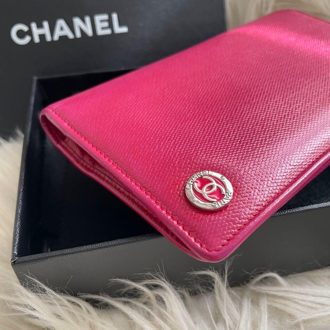 希少 CHANEL 二つ折り 財布 ココマーク ピンク 正規品