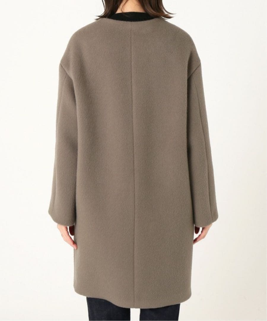 【美品】IENA ラムウールノーカラーコート　38 グレージュ