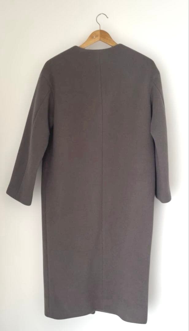 【美品】IENA ラムウールノーカラーコート　38 グレージュ