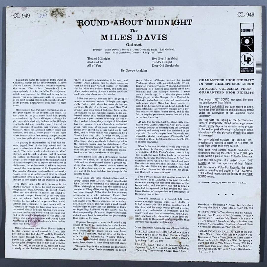 ★人気の名盤【USオリジナル／MONO／深溝／マト1C1A】マイルス・デイヴィス