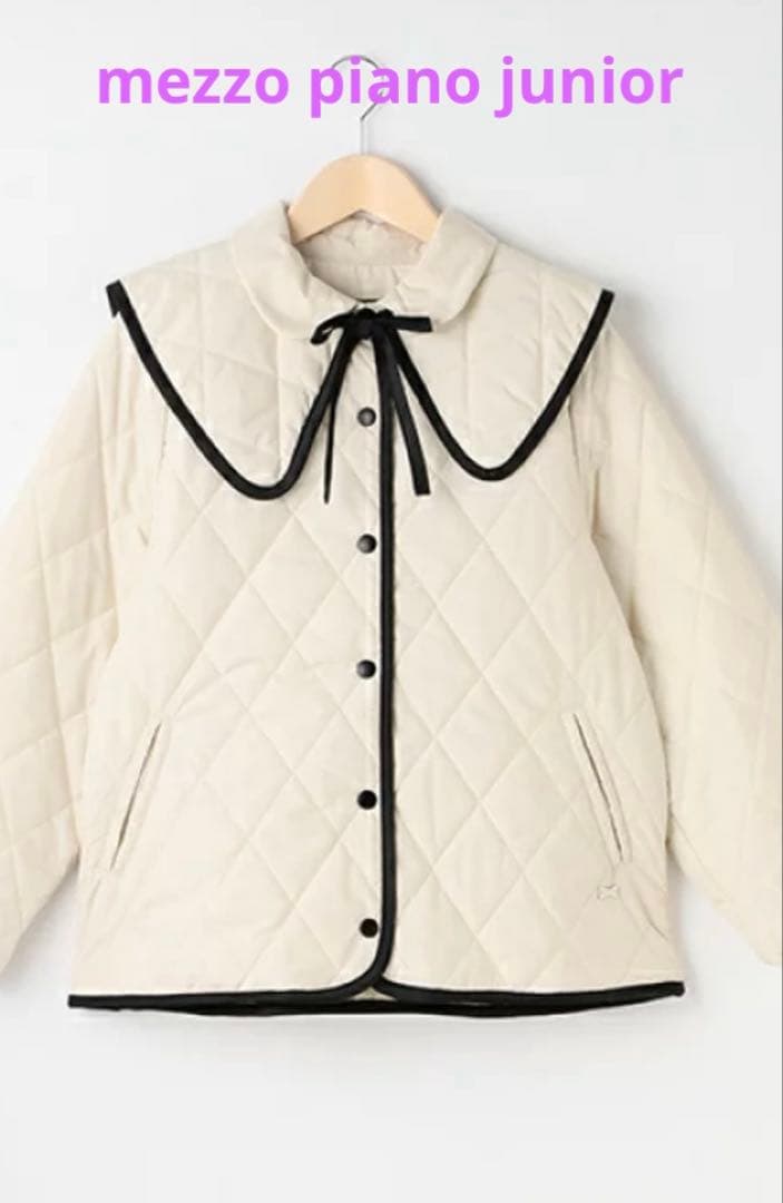 mezzo piano junior ビッグカラー付きキルティングブルゾン150