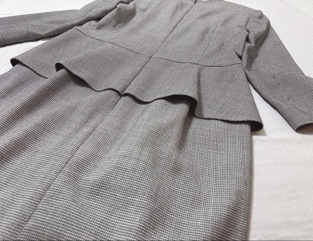 美品✨希少yoshie inaba カシミヤ混ペプラム スーツドレス ロング