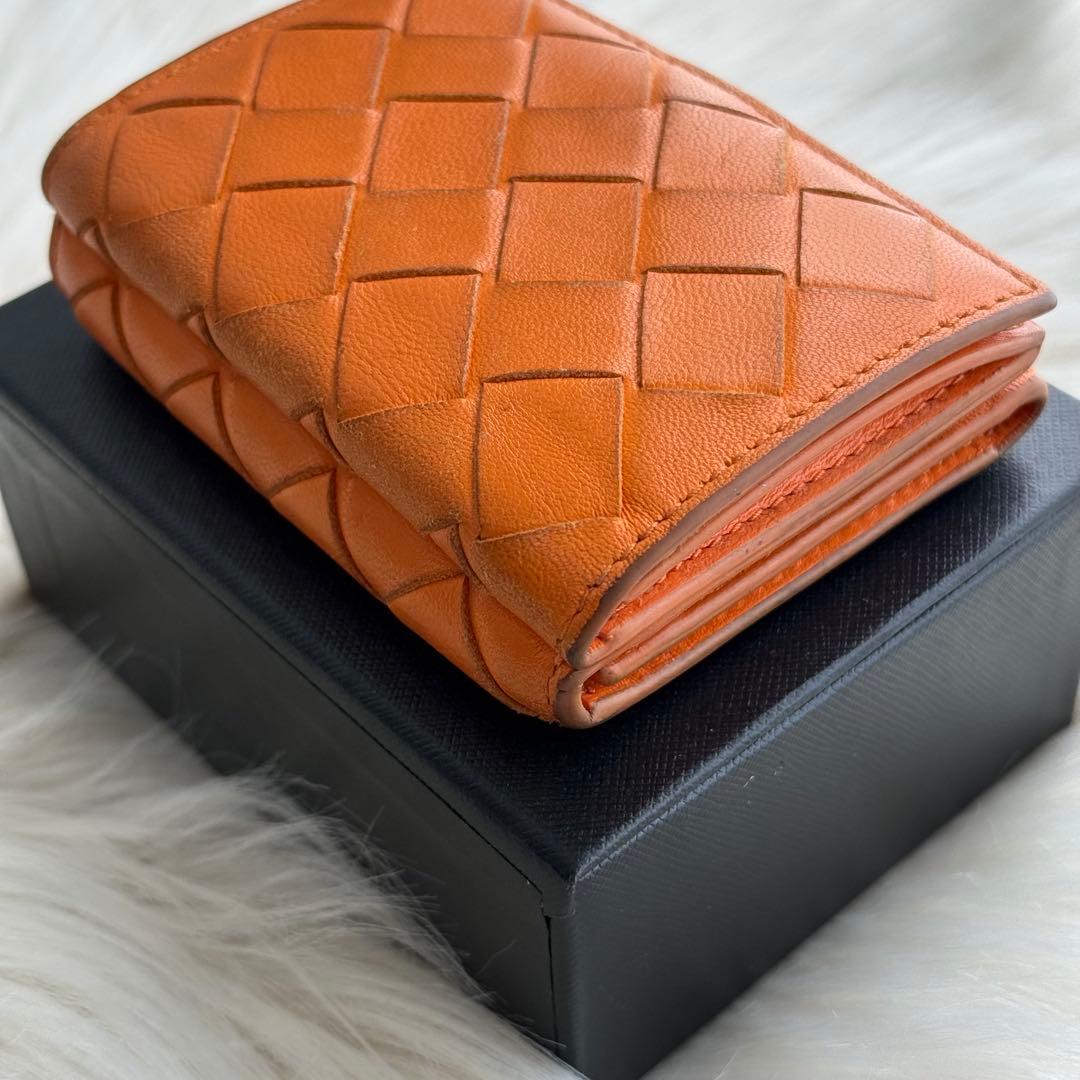 ボッテガヴェネタ イントレチャート コンパクトウォレット 三つ折り財布 オレンジ