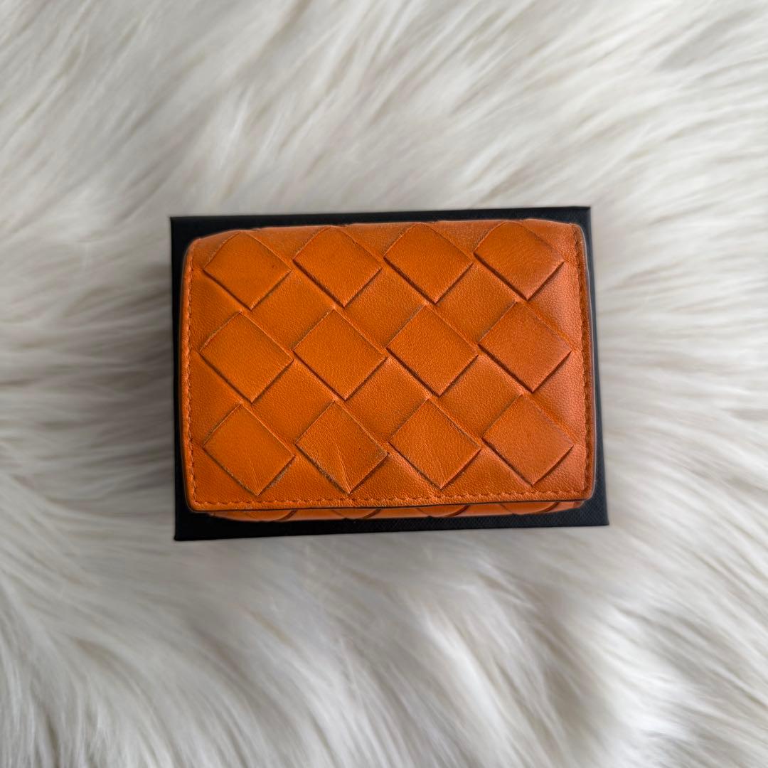 ボッテガヴェネタ イントレチャート コンパクトウォレット 三つ折り財布 オレンジ
