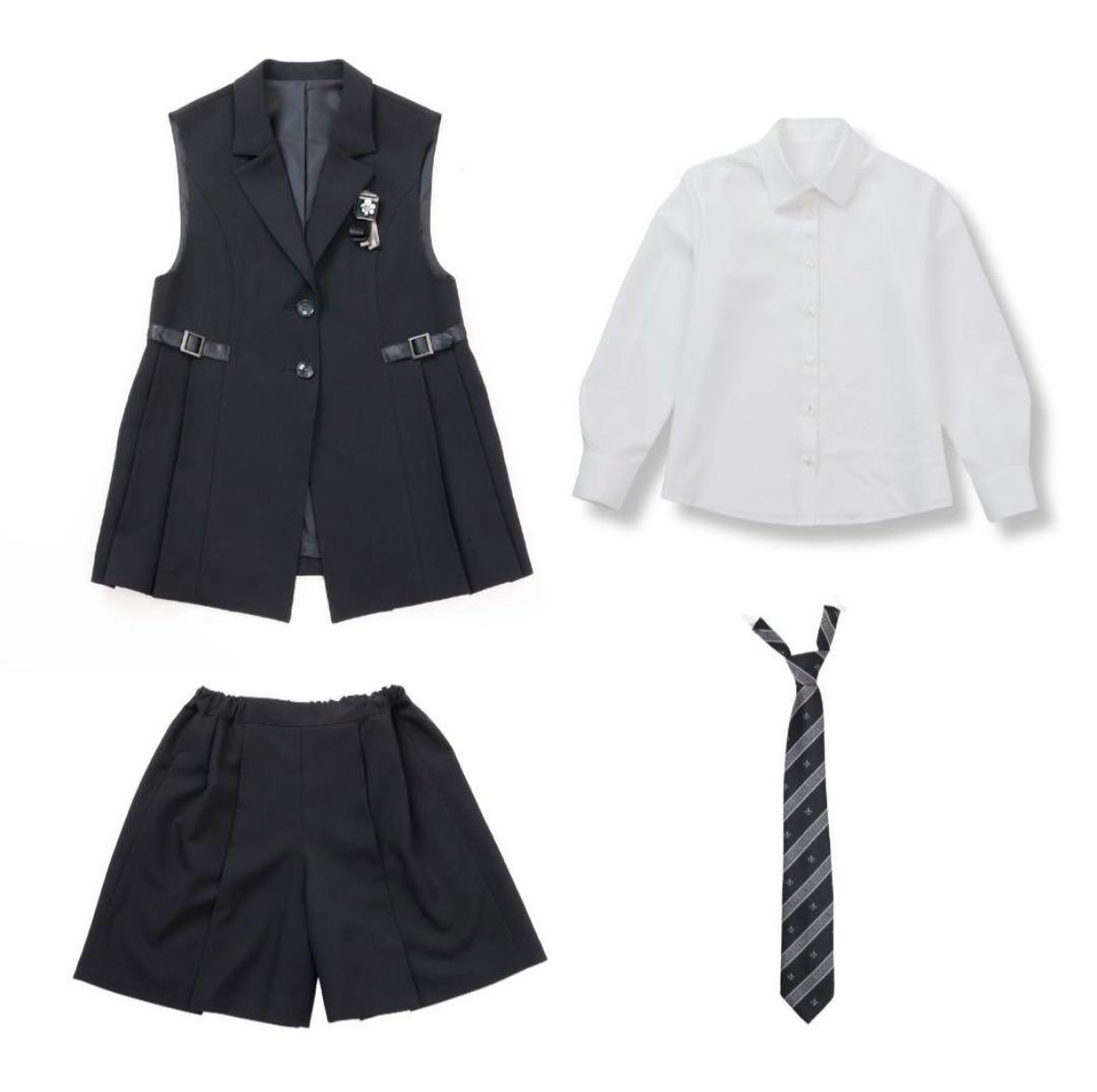 160㎝　CHOPIN プリーツジレスーツ　黒　卒服　フォーマルスーツ