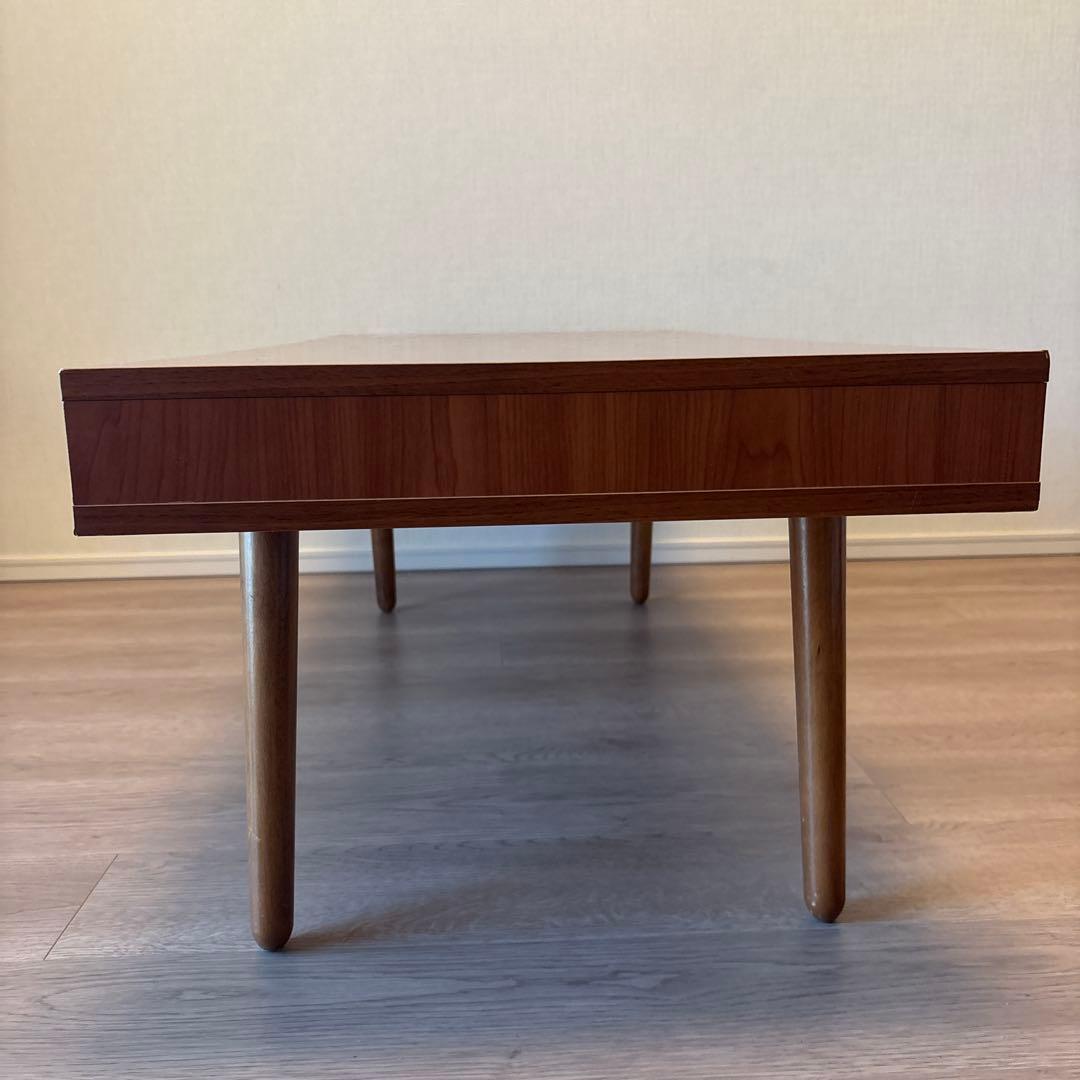 ブラウン木製センターテーブル 引き出し付き