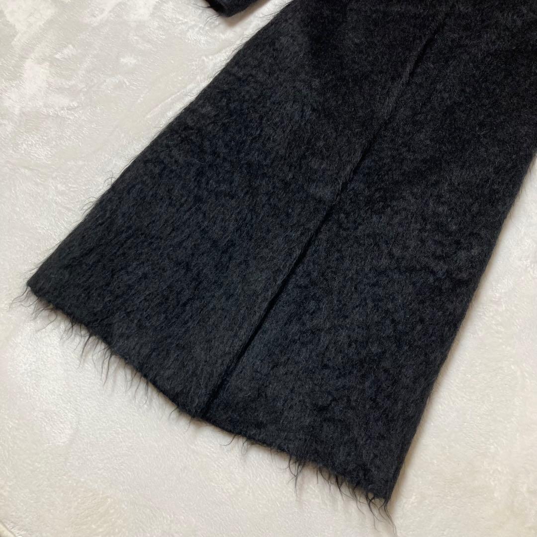 ジビラ✨シャギー マキシ丈 ロングコート　フード　黒　毛足長　スーパーロング