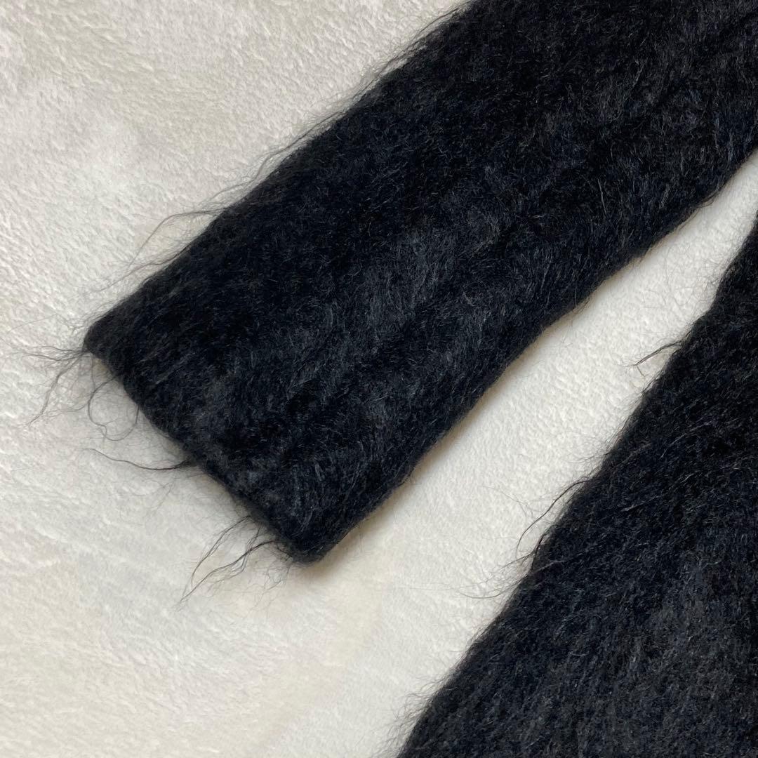 ジビラ✨シャギー マキシ丈 ロングコート　フード　黒　毛足長　スーパーロング