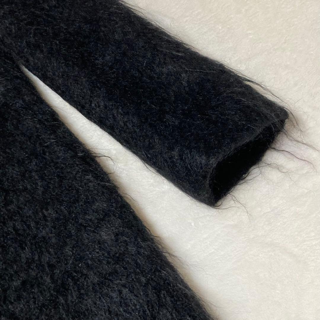 ジビラ✨シャギー マキシ丈 ロングコート　フード　黒　毛足長　スーパーロング