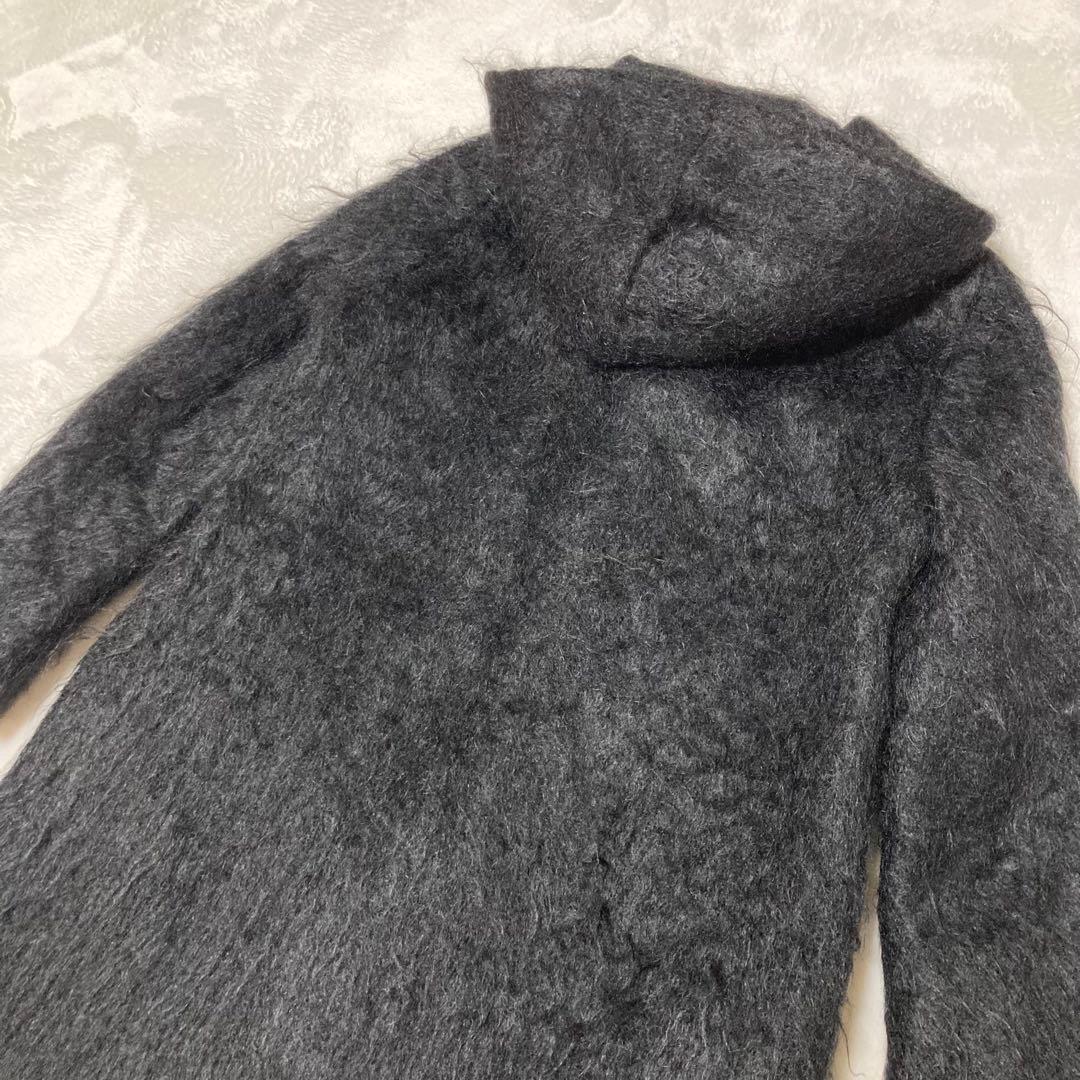 ジビラ✨シャギー マキシ丈 ロングコート　フード　黒　毛足長　スーパーロング