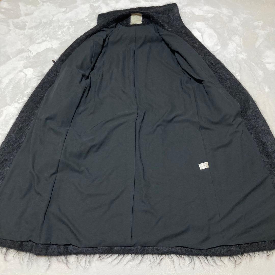 ジビラ✨シャギー マキシ丈 ロングコート　フード　黒　毛足長　スーパーロング