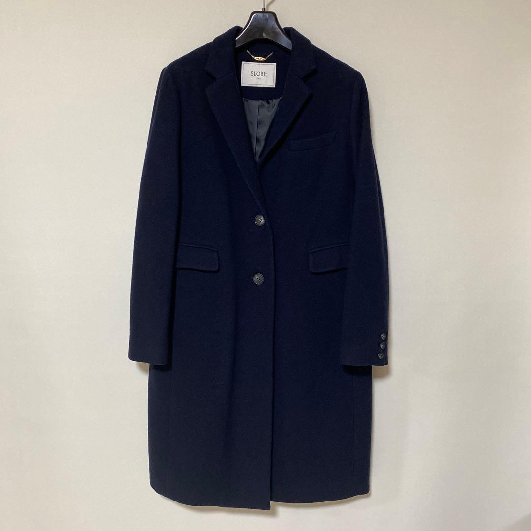 スローブイエナ 40 ロングコート ウール 濃紺 ネイビー DMW