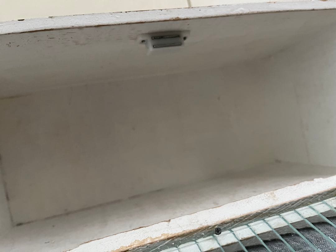 骨董市購入ホワイト木製ガラスケース シャビーアンティーク