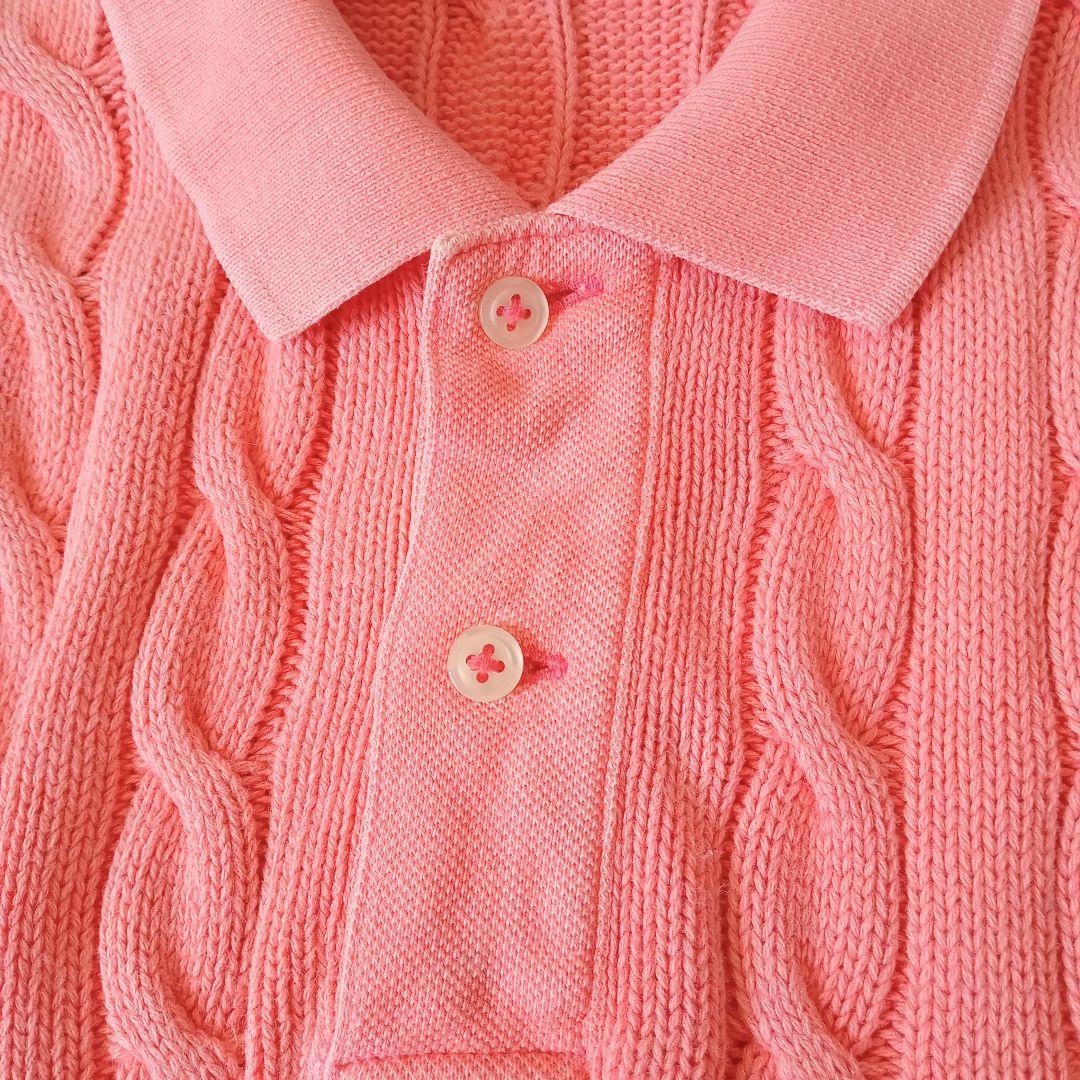 【即発送】ラルフローレン ノースリーブ ポロシャツ ニット ケーブル編み ピンク