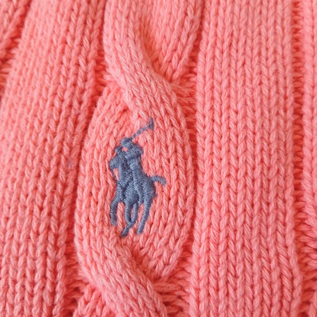 【即発送】ラルフローレン ノースリーブ ポロシャツ ニット ケーブル編み ピンク