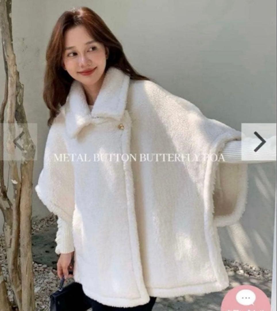 【美品】birthdaybash ボアコート ホワイト ポンチョ