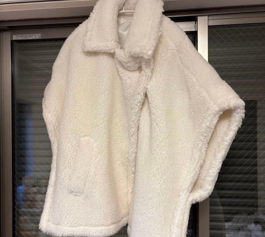 【美品】birthdaybash ボアコート ホワイト ポンチョ