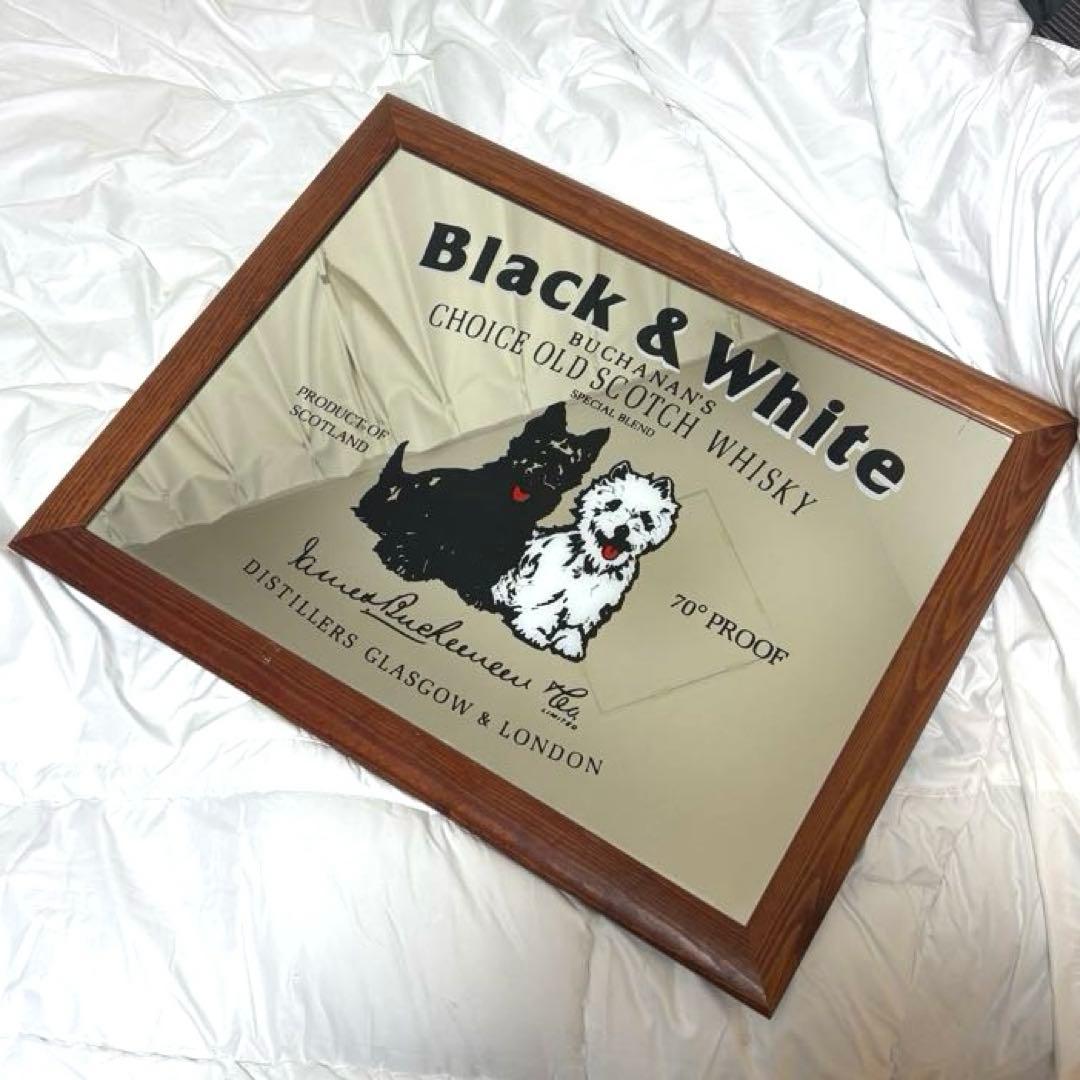 i*i様 希少！特大！Black & White ウイスキー　パブミラー