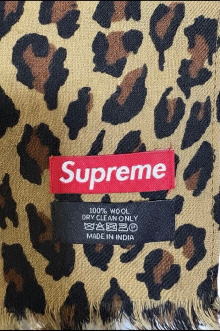 【即完売モデル】Supreme レオパード マフラー ストール 100%ウール