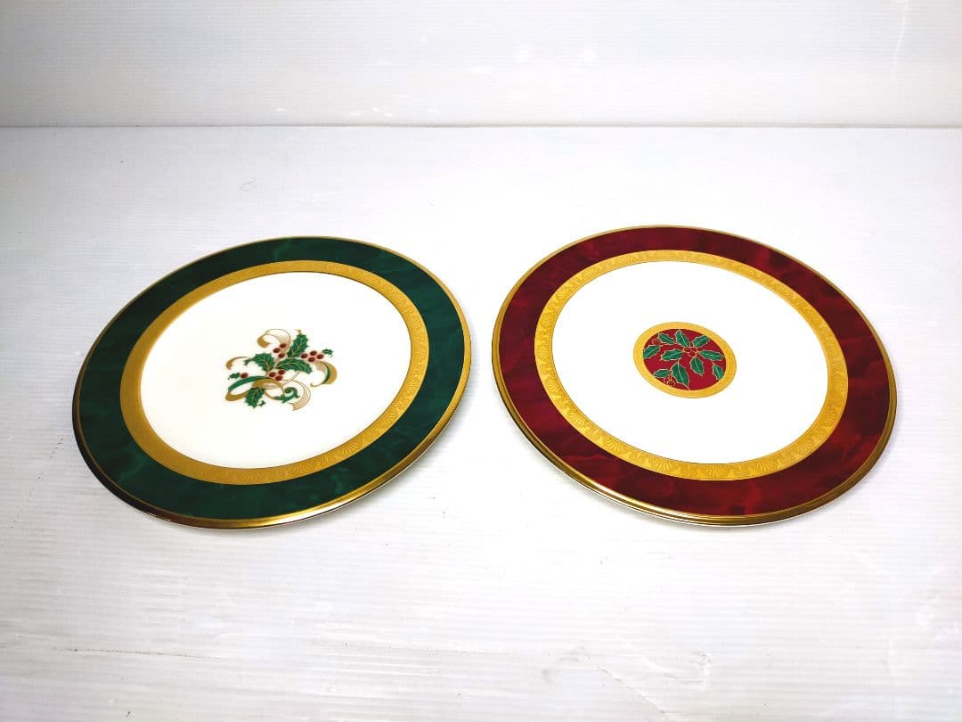 ​【廃盤希少】ノリタケ フィッツジェラルド クリスマスプレート 2枚 ペア