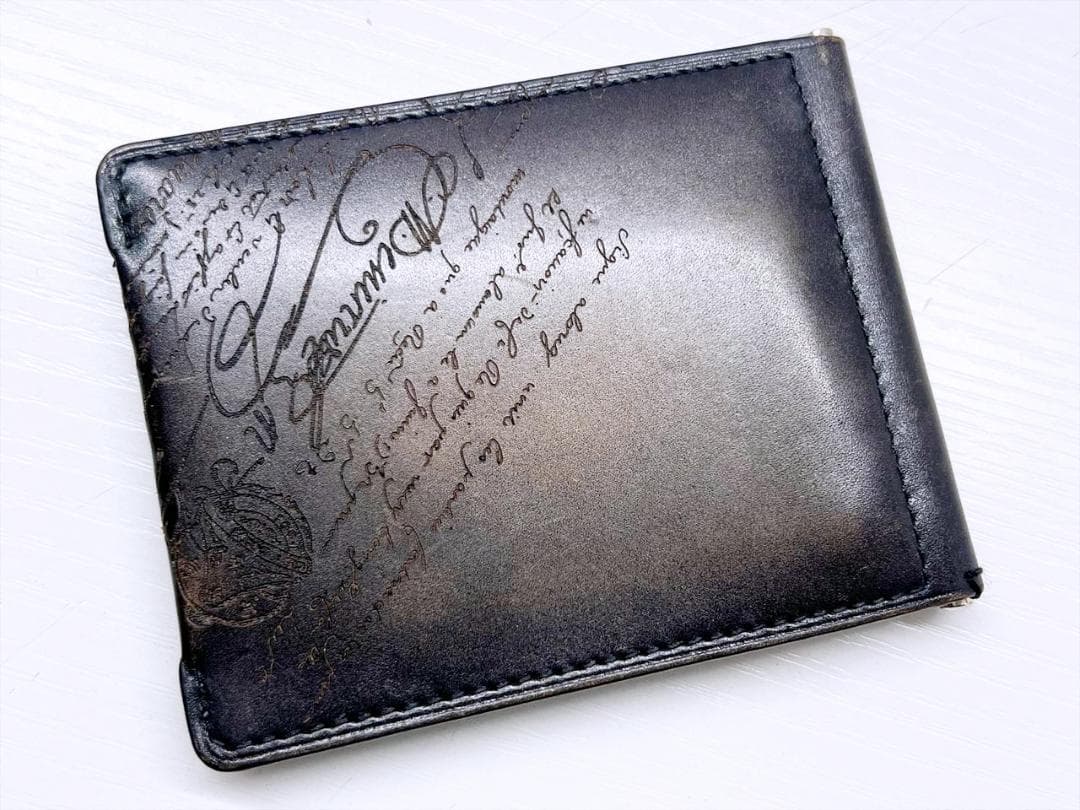 良好品　ベルルッティ　アッサオ　スクリットレザー　マネークリップ