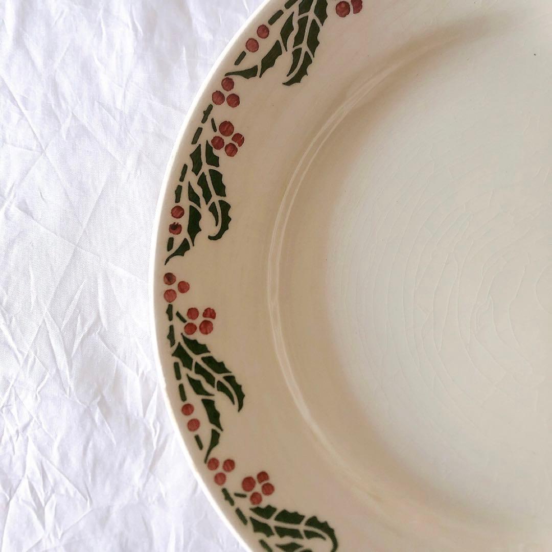 クレイユエモントロー HOUX 柊柄　平皿 A フランスアンティーク食器