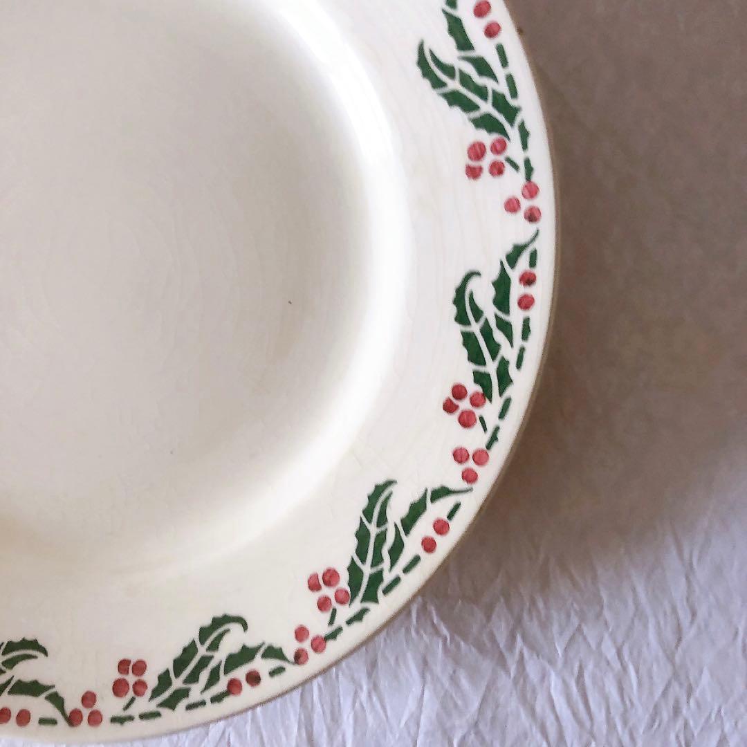 クレイユエモントロー HOUX 柊柄　平皿 A フランスアンティーク食器