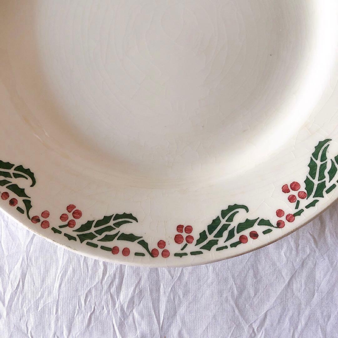 クレイユエモントロー HOUX 柊柄　平皿 A フランスアンティーク食器