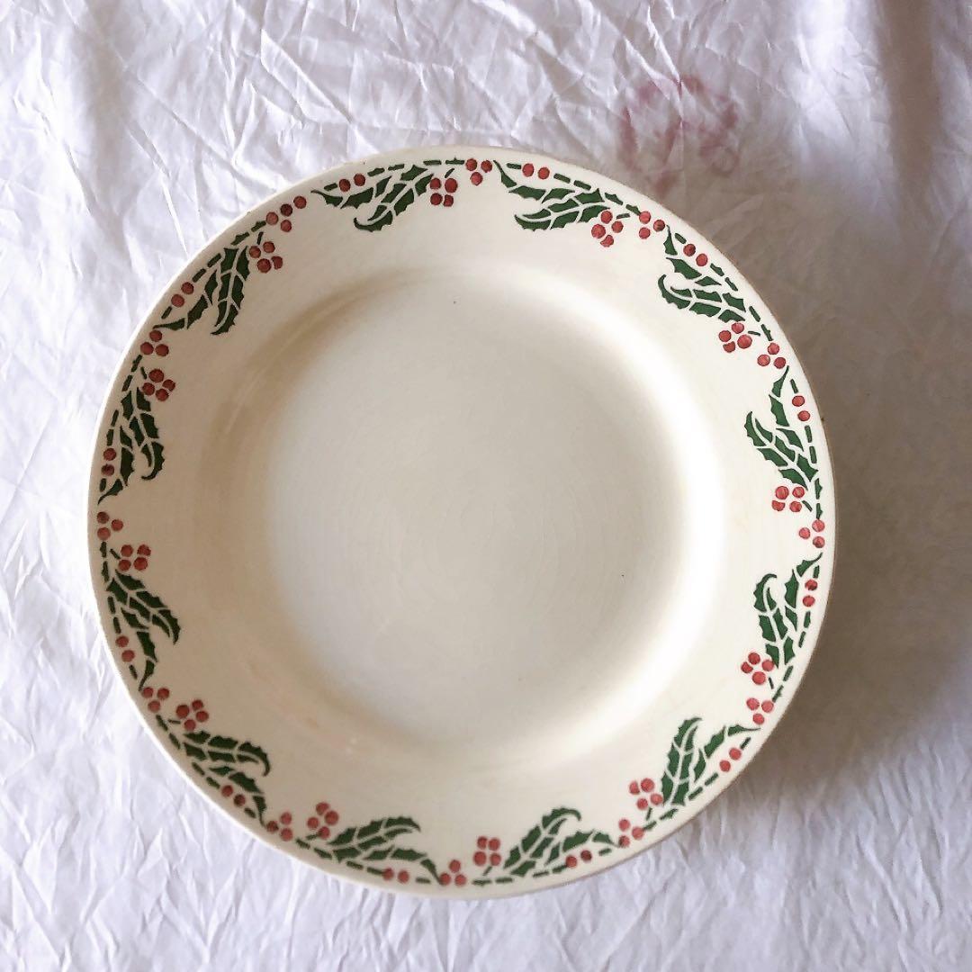 クレイユエモントロー HOUX 柊柄　平皿 A フランスアンティーク食器