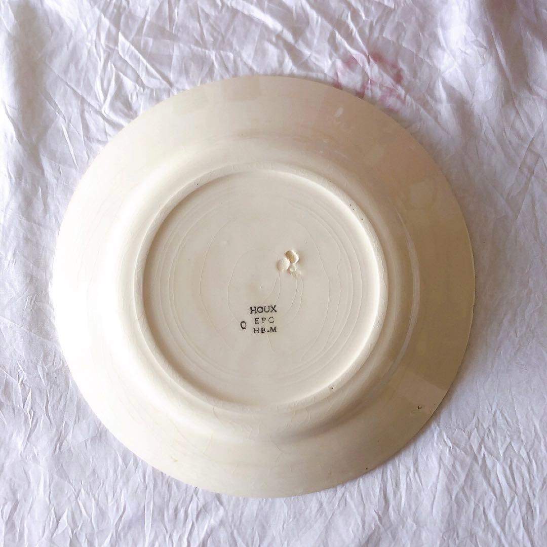 クレイユエモントロー HOUX 柊柄　平皿 A フランスアンティーク食器
