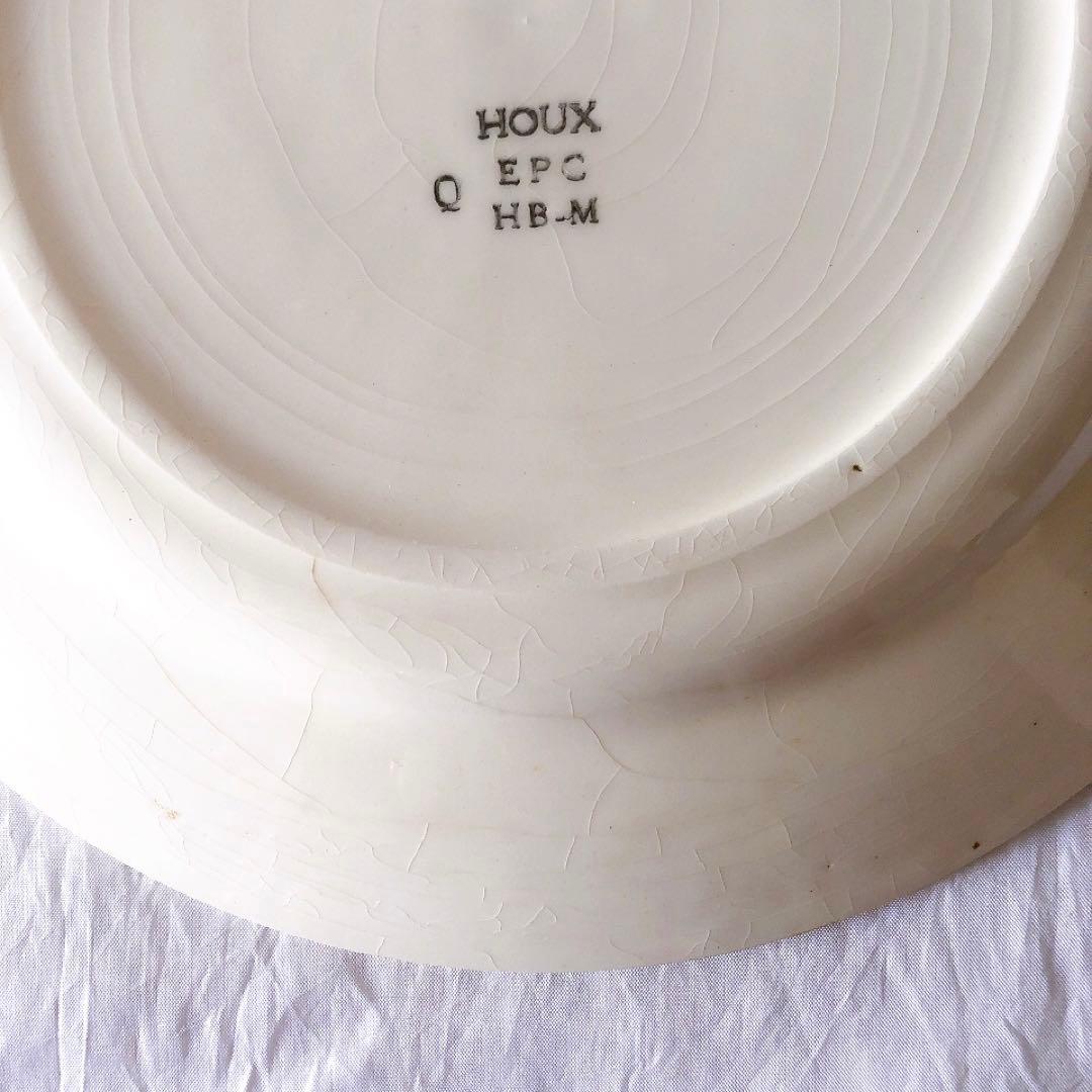 クレイユエモントロー HOUX 柊柄　平皿 A フランスアンティーク食器