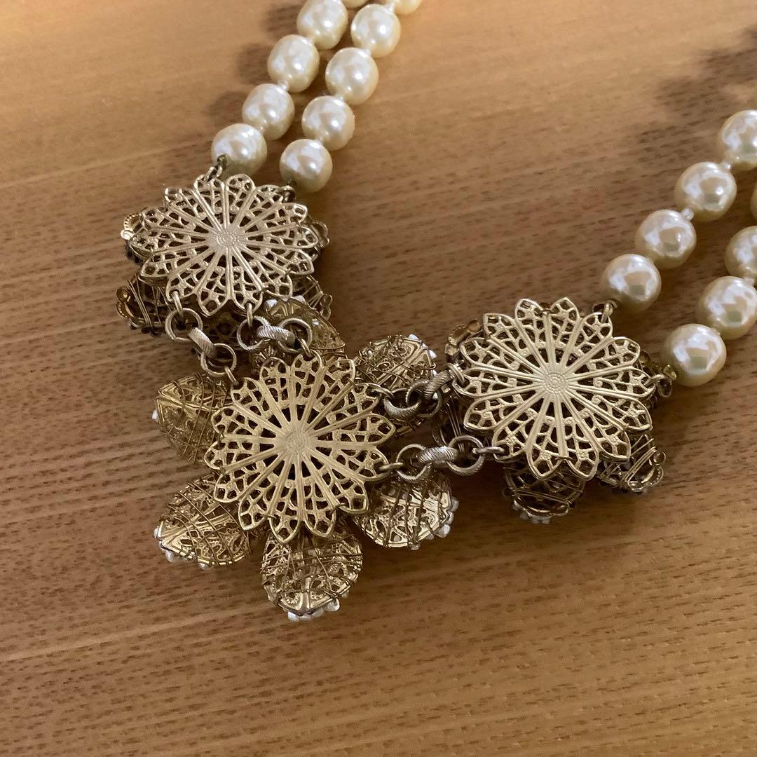 ミリアムハスケル　バロックパール　フラワーネックレス　美品