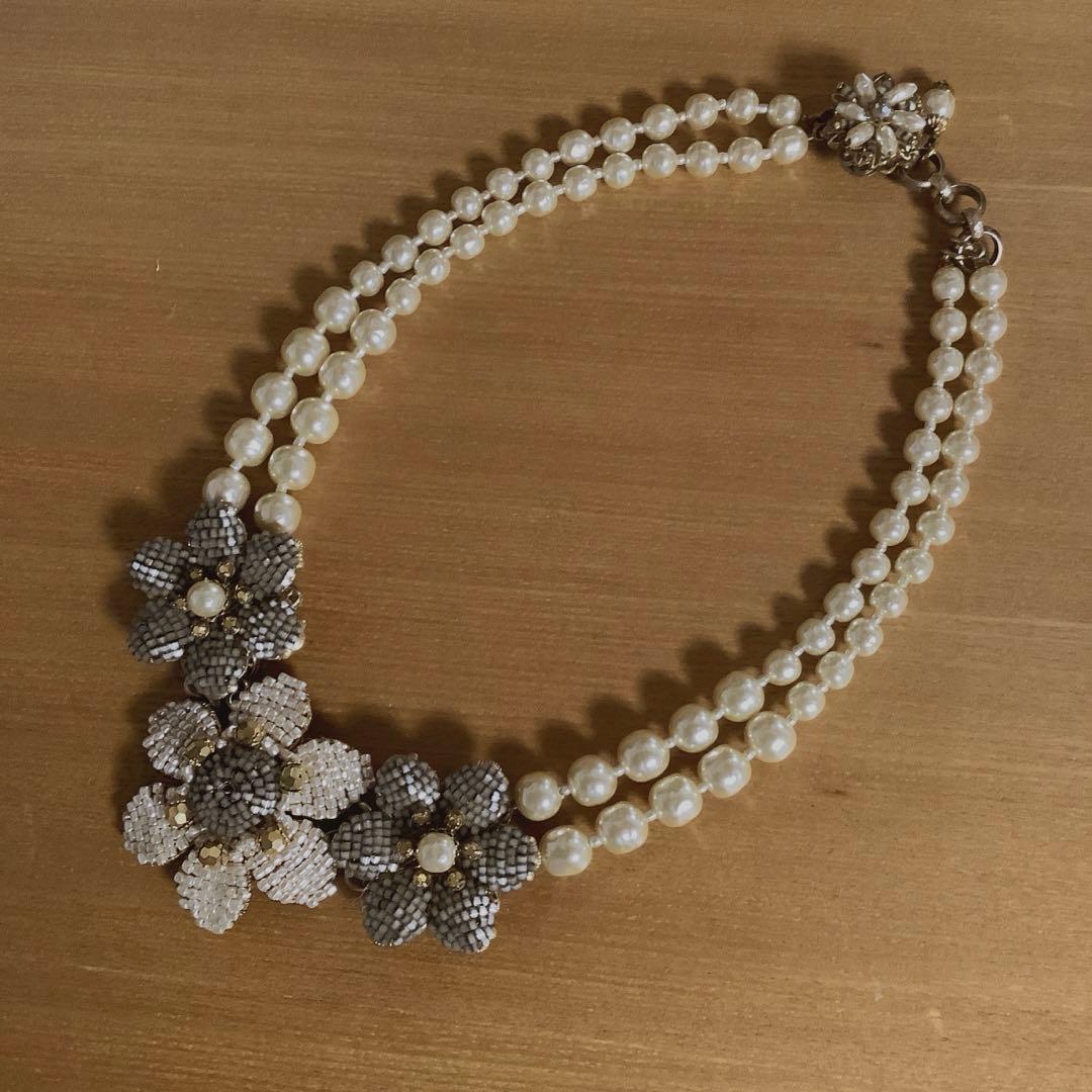 ミリアムハスケル　バロックパール　フラワーネックレス　美品