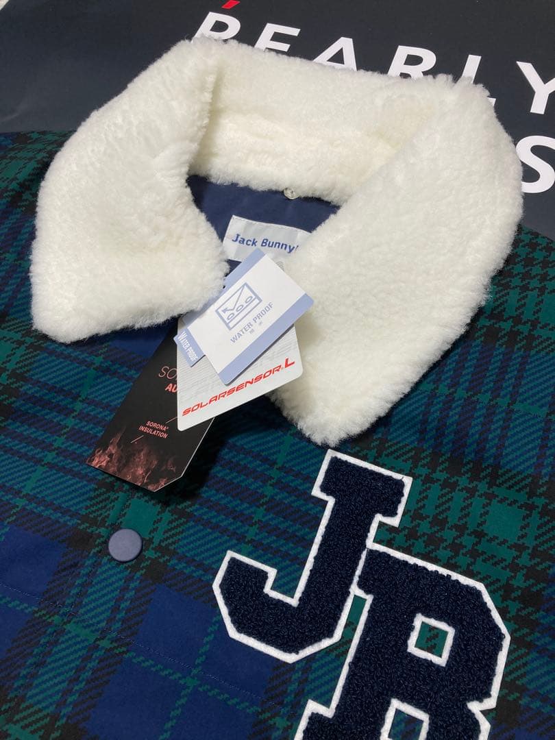 新品 ジャックバニー 2WAYストレッチタフタ ボア襟ブルゾン(4)サイズM/緑